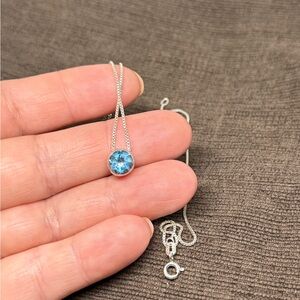 Sterling silver natural blue topaz necklace